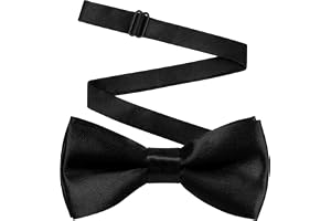 URAQT Satäng fluga för barn, 10 x 5 cm förknuten fluga för barn, formella flugor med förspänt spänne, justerbara flugor för uniform, bröllopsfester (svart-1 st)