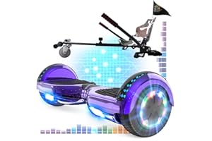 ‎RCB RCB Hoverboard mit Sitz und Hoverkart Set 6,5 Zoll hoverboards für Kinder, Hoverboards mit Bluetooth und LED-Lichtern, Go-Kart Solider Sitz, Geschenk für Kinder