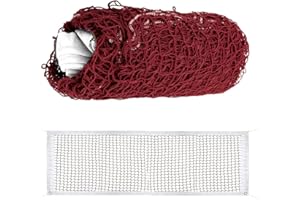 STCRERAG Filet de Badminton en Polypropylène 6.1m*76cm Réglable Filet de Badminton Exterieur Antidommages Pliable Badminton Mesh Net Portable pour Sports Intérieurs ou Extérieurs Jardin - Rouge