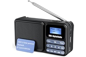 Gallypek tragbares DAB Radio, DAB plus Radio FM Radio mit Bluetooth 5.0& 80 Voreinstellungen Küchenradio mit Kabel oder 2000mAh Akkubetrieb, support Solar& USB charing USB flash drive/TF/AUX Anschluss