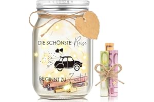 Hiipeefeel Geldgeschenk Hochzeit Hochzeitsgeschenke für Brautpaar, LED Flaschenlicht Spardose, Verlobungsgeschenk für Beide, Flitterwochen Hochzeitsreise Geschenk für Braut Bräutigam