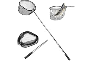 wiipara Kescher Angeln Teleskop Kescher, Fischernetz Klappbar Kompakt Angel Kescher Teich Karpfenkescher, Outdoor Angelzubehör Angeln Kescher für Kinder Erwachsene