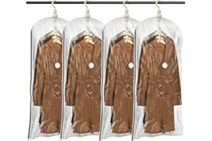 TAILI Sacs de Rangement sous Vide Suspendus pour vêtements, 4 paquets (135x70x38 cm), Housse sous Vide pour costumes, manteaux, vestes, organisateur de placard Sacs à Suspendre