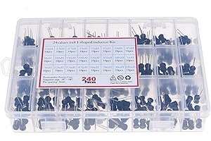 SOIKOI Cermant 240pcs 24values Inductor 2.2uH-100m Radial Power Choke Inductors Assortment Kit