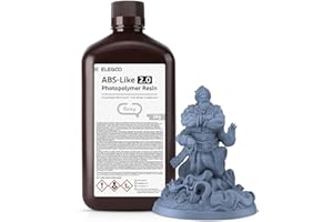 ELEGOO ABS Like Resin V2.0 Grey 2 kg, 405 nm LCD UV Curing 3D Printer Resin 3D Printer Resin 3D Printer Resin Sla Resin for LCD Resin 3D Printer
