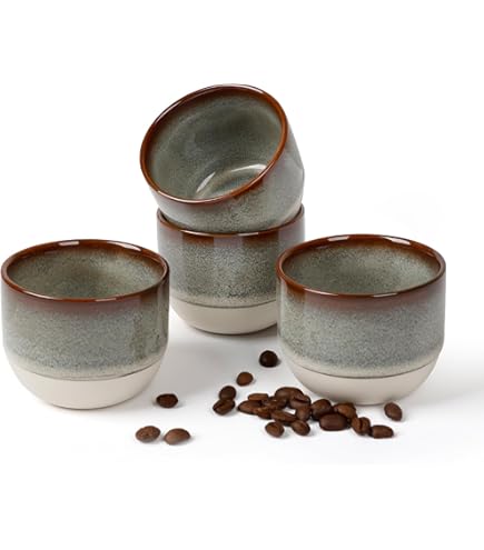 2er Set Espressotassen Mit Holzoptik - 150ml Glasbecher Für Kaffee & Cappuccino