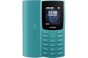Nokia 105 2G Feature Phone with long-lasting battery, 12 hours of talk-time, wireless FM radio, large display, and tactile keyboard, Dual Sim - Cyan