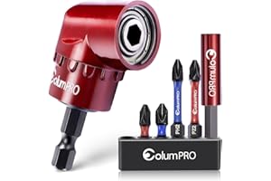 ColumPRO 105 Degree Right Angle Drill Screwdriver Bit Set, 1/4'' Hex Shank Right Angle Drill Attachment with 4PCS PZ2 & PH2 Screwdriver Bits and Bit Holder