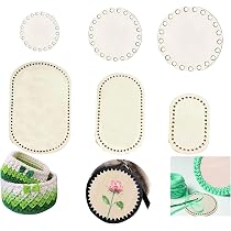Lot De 6 Fonds De Panier En Bois Pour Crochet - Formes Ronde Et Ovale, DIY, Décoration, Tissage - 9