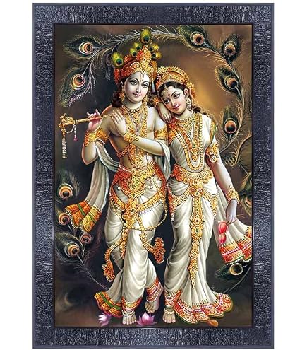 Poster Con Stampa Religiosa Indiana – Radha Krishna Sull'Altalena, Con Glitter, 30x40 Cm (Senza Cornice) - 4