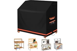 Kovshuiwe Matschküche Abdeckung wasserdichte, 110x50x95 cm Outdoor Spiele Küche 420D Oxford Stoff wasserdicht, staubdicht, UV-beständig, reißbeständig, langlebig, Küchenschutzdeckel Lüftungsöffnung