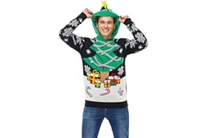 U LOOK UGLY TODAY Sweter Mężczyźni Herren Lustig Weihnachtspullover Hoodie Kapuzenpullover Strickpullis für Weihnachten