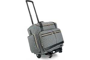 Arxus Teacher Bag Trolley with 4 Wheels - Art Carry Bag for Women with Removable Trolley, Robust Briefcase with Padded Pockets for 15.6 Inch Laptop and Teacher Supplies, gray, L, Teacher roll bag with