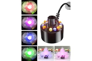 Doright Mist Maker Fogger Water Fountain, Color Changing Mini Mist Maker, Halloween Fog Machine Cauldron, 24V Pond Fog Atomizer with UK Plug,300ml/H Ultrasonic Mist Maker for Halloween/Theme Party