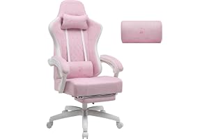 GTPLAYER Gamingstol tyg, gamingfåtölj med fickfjäderkudde, ergonomisk snurrstol, gamingstol med fotstöd 150 kg lastkapacitet