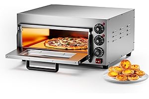 Wiltec Forno pizza elettrico, con pietra refrattaria in cordierite, 2000W, max 350°C Fornetto pizza