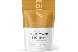 Sunflower Lecithin Powder 100g – De-Oiled 97% Essential Fat – Premium Quality – Resealable and Recyclable Pouch by Alpha01