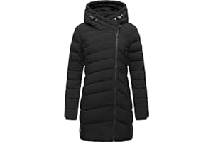 Ragwear Damen wasserdichter Regenmantel Wintermantel warm gefüttert Steppmantel lang mit Kapuze Teela XS-XXL
