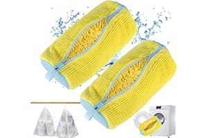 FumyFumy Schuhwaschbeutel Waschmaschine, Schuhbeutel Waschmaschine Wäschesack Schuhe Waschbeutel, Wiederverwendbarer Sneaker Waschbeutel Wäschenetz für Alle Schuharten Und -Größen (Gelb 2PCS)
