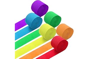 Ainmto 6 Rollen Krepppapier Bunt, Kreppbänder Regenbogen, Krepppapier Luftschlangen Karneval Dekoration(4.5 cm x 25 m)