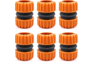 FUXUNAMZ Reparación de manguera Conector de manguera de jardín - Juego de reparación de 6 piezas para conectar 19mm (3/4"), para conectar o reparar la manguera fácil y rápidamente sin herramientas, amarillo