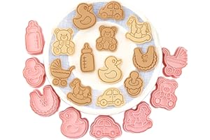 XONGSYUE Moldes para Galletas, 8 Piezas Cortador Galletas Plástico, Baby Shower Molde Galletas, Cookie Cutter, Formas Galletas Niños, Cortadores de Galletas para Decorar Galletas, Reposteria, Fondant, Sandwich