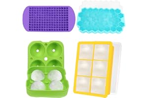 NTRJTRSS Cubiteras para Hielo, Cubitera Hielo con Tapa, Bandejas de Cubitos de Hielo, Moldes de Cubitos Hielo Silicona Sin BPA (4 Piezas)