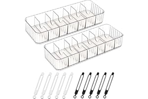 HOVIN Kabel Aufbewahrungsbox 2 Stücke,Kabel Organizer Box mit 7 Fächer und 10 Kabelbindern,Transparent Kabel Organizer für Schreibtisch und Schlafzimmer