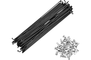 A ABSOPRO Lot de 36 Rayons de Vélo 14G en Acier 45 Noir avec 36 écrous pour Roues de VTT