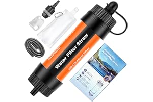 TEUEN Mini Water Purification 8000L Survival Water Purifier Outdoor Water Filtration System 0.01 Micron Emergency Gear Personal Water Filter Straw Set for Camping Hiking Trekking Travelling