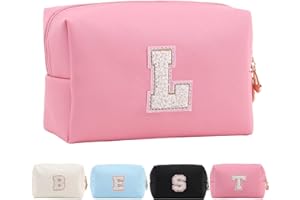 Tolmaiertu Trousse de Maquillage Personnalisée avec Initiales pour Femme, Trousse de Maquillage de Voyage, Trousse de Toilette, Cadeau d'anniversaire de Noël pour Femmes et Filles
