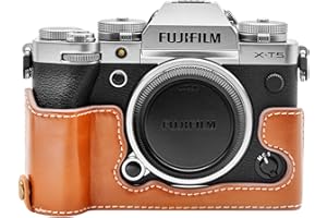 Rieibi Etui Fuji XT5 - Wysokiej jakości półetui ze skóry PU do aparatu cyfrowego Fujifilm X-T5 - etui ochronne na korpus do Fuji XT5 X-T5, Brązowy, Etui kosmetyczne