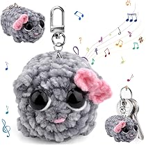 Trauriger Hamster Schlüsselanhänger Mit Musik – Handgestrickt, Plüsch, Mit Acryl-Anhänger