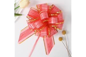 Ainmto 10 Stück Geschenkschleife Groß(16cm),Geschenkbänder Ziehschleife Rot,Dekoschleife für Geschenkverpackung Auto Deko