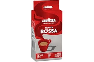 Lavazza, Qualità Rossa, Café Molido Natural, Ideal para Cafetera Italiana, de Filtro y Francesa, con Notas Aromáticas de Chocolate, Arábica y Robusta, Intensidad 5, Tueste Medio, 250 g
