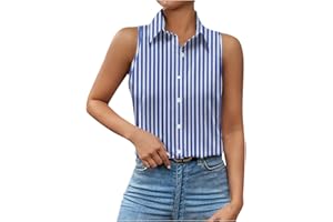 SYDUZAX Women's Sleeveless Button Vest Tops Turndown Collar Tank Top Button Down Shirts Summer Tops Graphic T Shirt Ladies Vests Tunic Tops Summer Sleeveless Blouse Regular Fit Casual Vests Top Going Out Tops