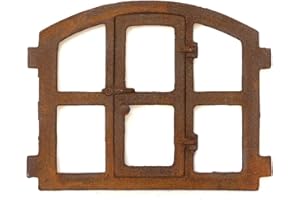 Antikas | Eisenfenster in antiken ländlichen Stil | Höhe ca. 42 cm, Breite ca. 48 cm | Fensterrahmen aus Gusseisen | Fenster für Stall- und Gartenmauern