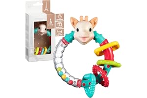 Sophie la Girafe 2-in-1 Multi-Textured Baby Rattle and Teething Toy, Easy to Grip Baby Sensory Teething Ring Toy, Suitable for 3 Months+