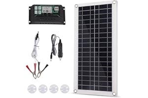 Pilipane 30W 12V Pannello Solare,30A Kit Regolatore di Tensione del,Caricatore Silicio Policristallino per, Auto Camper Barca Rimorchio Marino e Kit Regolatore di Carica
