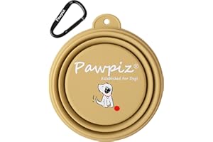 Pawpiz Collapsible Dog Bowl | 450ml | Dog Travel Bowl with Cute Puppy Design & Carabiner | BPA-Free, Food-Grade, Foldable Silicone Bowl | Gift for Small & Medium Pets | UK Brand (Sunbaked Adobe)