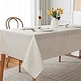 Best Linen Glitter Table Cloth - Wrinkle Free Rectangular Table Cover for Home Kitchen Dinning, Washable Tablecloth for Parties Event Weddings (Cream, 52” x 70”)