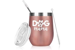 Livole Mothers Day Gifts for Mum, Mom, Women, Friends, Colleagues, Mum Gifts for Christmas, Birthday, Dog Lovers Gifts for Women, Dog Mum Mug, Dog Mama, 12oz Travel Coffee Cup, Vacuum Wine Tumbler