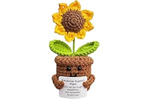 KIAYOO Regalo de Girasol, Decoraciones de Escritorio para el Hogar y la Oficina, Positive Flores de Ganchillo Regalo para Él Ella Hombres Mujeres Amigos Novio Cumpleaños Navidad San Valentín