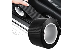 ‎AKOLAFE AKOLAFE Einstiegsleisten Schutz 7cm x 10m Einstiegsleisten Auto Kohlefaser Aufkleber Schwarz Autofolie Selbstklebend schutz Carbon Folie Auto Fiber für Autotür, Türgriffe