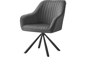 ‎SONGMICS SONGMICS Esszimmerstuhl, Drehstuhl, Küchenstuhl, Samt Polstersessel mit Armlehnen, bis 120 kg belastbar, Stahlbeine, für Esszimmer, Grau und Tintenschwarz KDC161G01