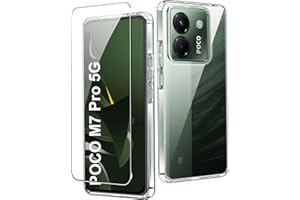 CAUHENYEE Funda para Xiaomi Poco M7 Pro 5G Carcasa, con 1 Protector de Pantalla de Vidrio Templado, Funda Fina y Suave en TPU Transparente, Anti-Arañazos, Antigolpes