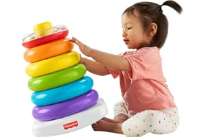 Fisher-Price Pyramide Arc-en-Ciel géante, jouet bébé à empiler de 35 cm avec 6 anneaux colorés, 12 mois et plus, GJW15