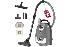 Akitas C11 900W Aspirapolvere con Sacco Cavo da 7m Potenza di Aspirazione Regolabile Ideale per Pavimenti Duri e Tappeti Testina di Ricambio Inclusa Con 4 Accessori Inclusi