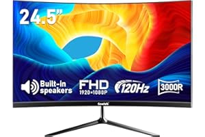 Gawfolk cran24,5 Pouces Moniteur incurvé avec Haut-parleurs intégrés, 3000R 120Hz écran de Jeu PC Full HD 1080P, HDMI 2.0, VGA, VESA 75 * 75mm
