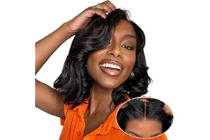 TUNFINE Pelucas Mujer Pelo Natural 4x4 Lace Front Glueless Wig Human Hair, Body Wave Human Hair Bob Wig with 180% Density, 100% Pelucas Mujer Pelo Natural Humano 12 Pulgadas (30cm)
